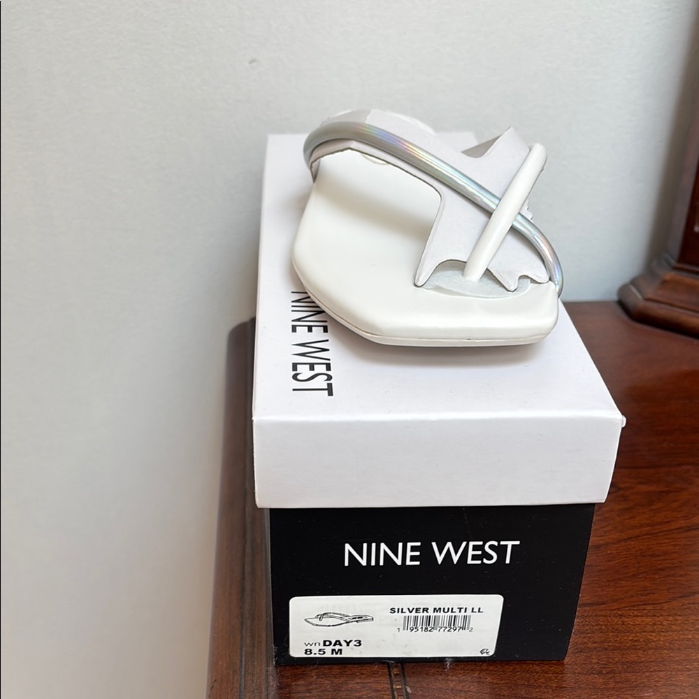 Nine West Silver and White Sandals